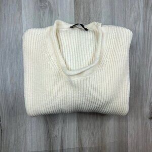 ALTEA Merinos ExtraFine Wool Roll neck Sweater Off White Cream Color Size M